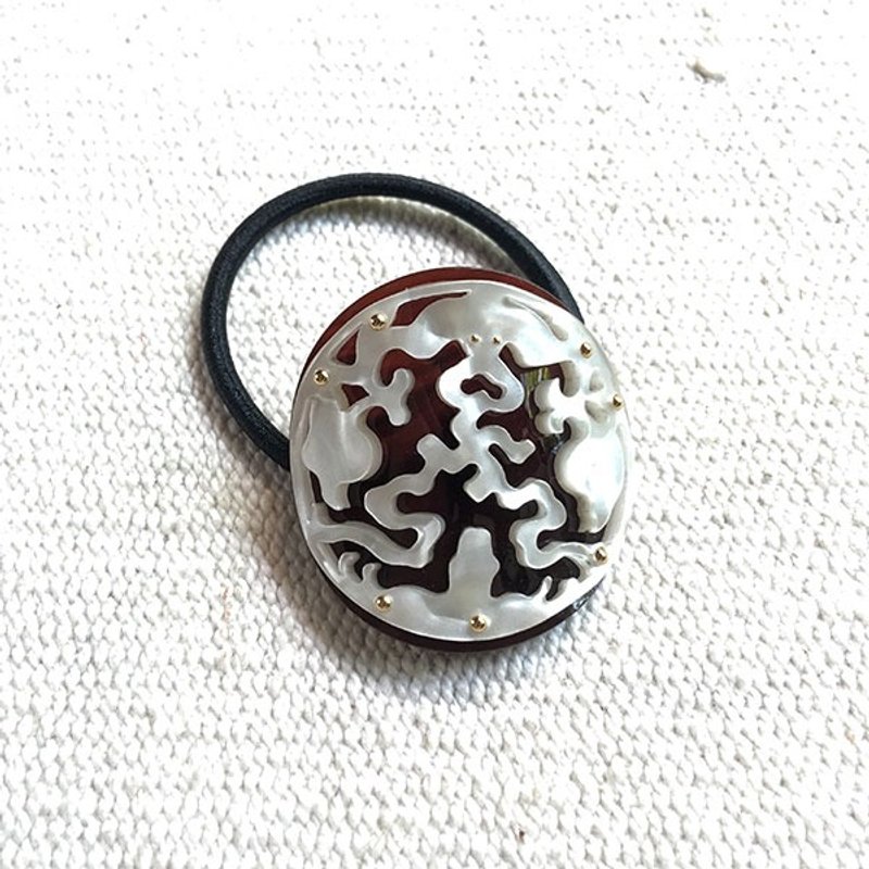 彩古福,圆发束,发圈-琥珀银 - 发饰 - 压克力 咖啡色