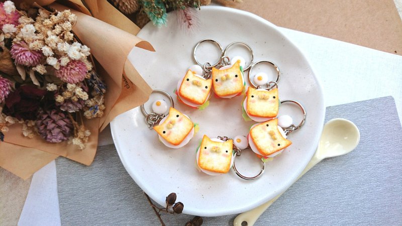 猫咪吐司黏土钥匙圈 - 钥匙链/钥匙包 - 粘土 黄色