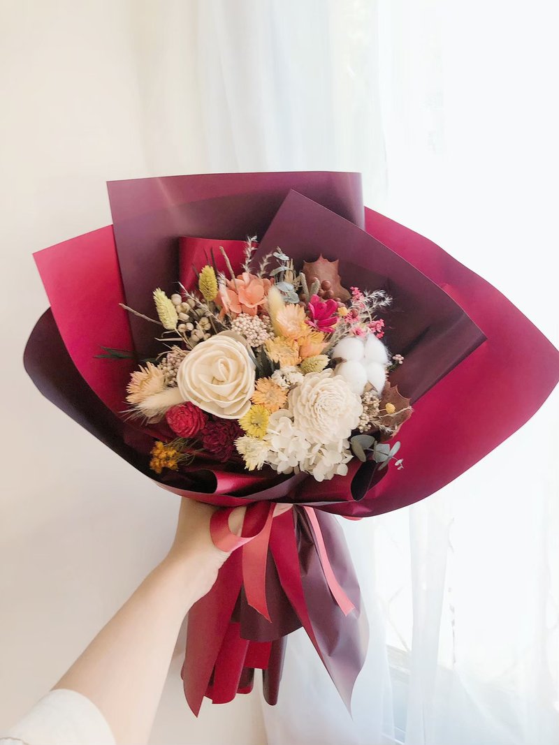 干燥花 毕业花束 情人节礼物 纪念日礼物 母亲节礼物 告白 祝贺 - 干燥花/捧花 - 植物．花 红色