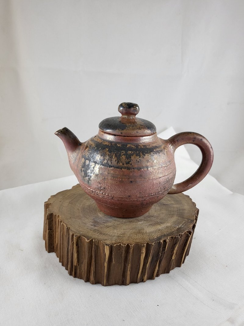 柴烧七日烧跳刀纹中茶壶 - 茶具/茶杯 - 陶 咖啡色