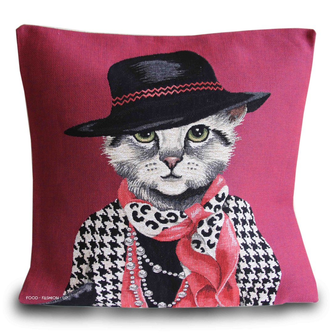 欧洲皇家缇花抱枕 全球限量1个 香奈儿贵妇猫 优雅时尚 - 枕头/抱枕 - 棉 
