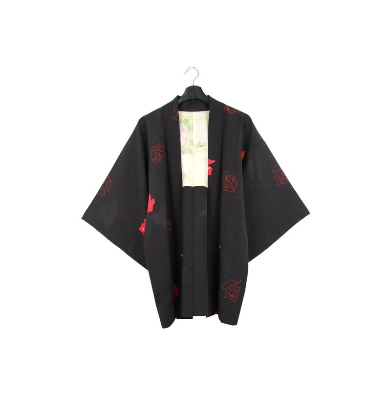 Back to Green-日本带回羽织 玫瑰 剪影 /vintage kimono - 女装休闲/机能外套 - 丝．绢 