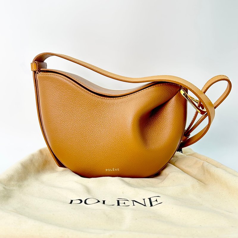 Polène Tonca 焦糖色牛皮半月包 - 侧背包/斜挎包 - 真皮 咖啡色