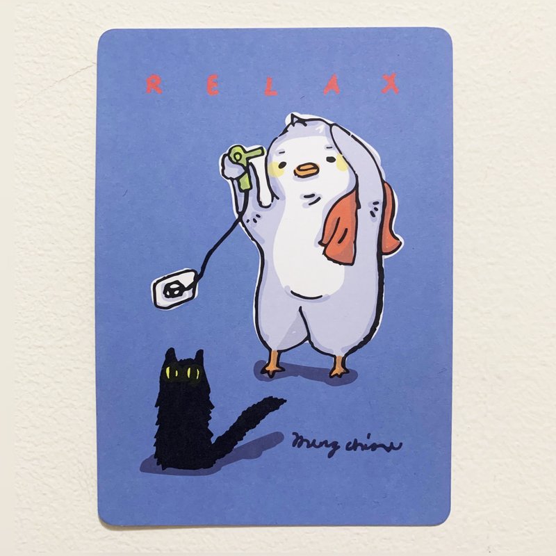 企鹅居家明信片-吹发鹅 - 卡片/明信片 - 纸 蓝色