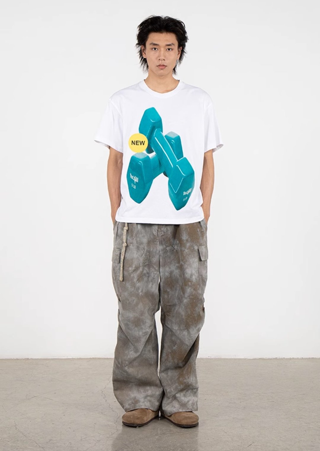 Dumbbell Stamp T-Shirt 5LB重哑铃印花短袖T恤 - 女装 T 恤 - 其他材质 白色