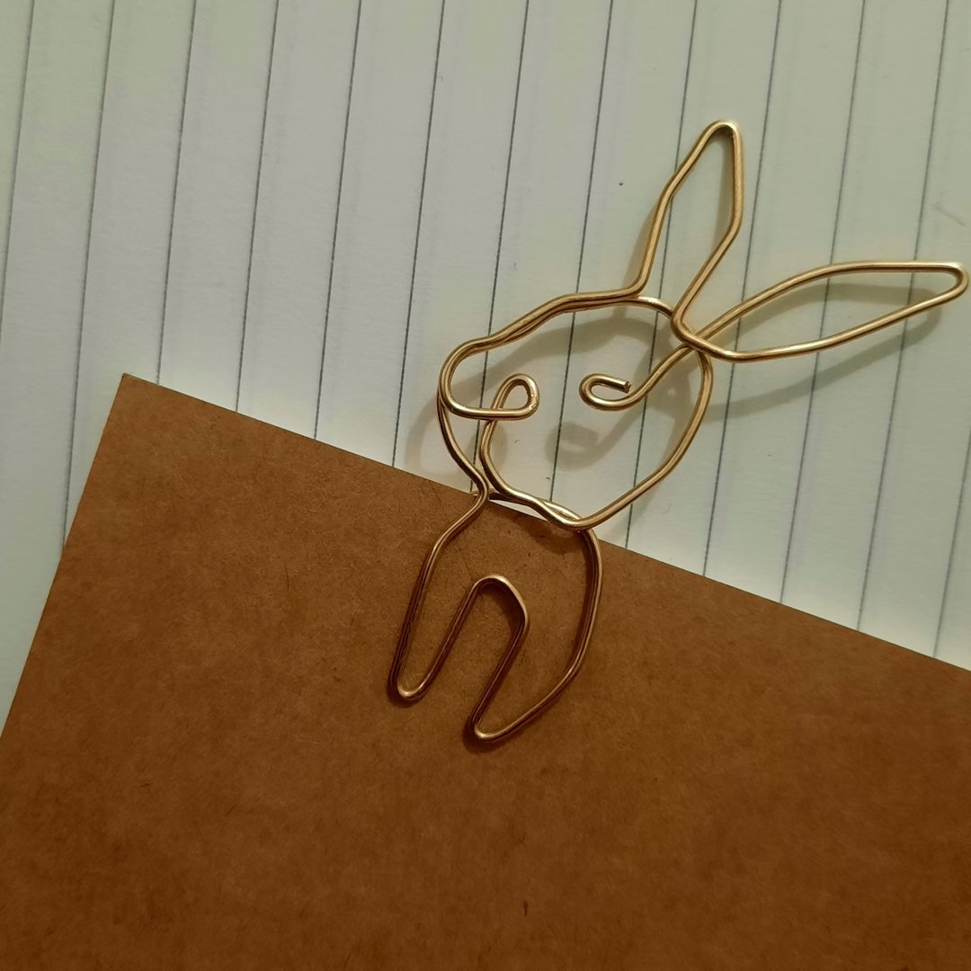 BUNNY 兔 |书签|回纹针 | 品牌趣味金工|手工文青风 - 书签 - 铜/黄铜 金色
