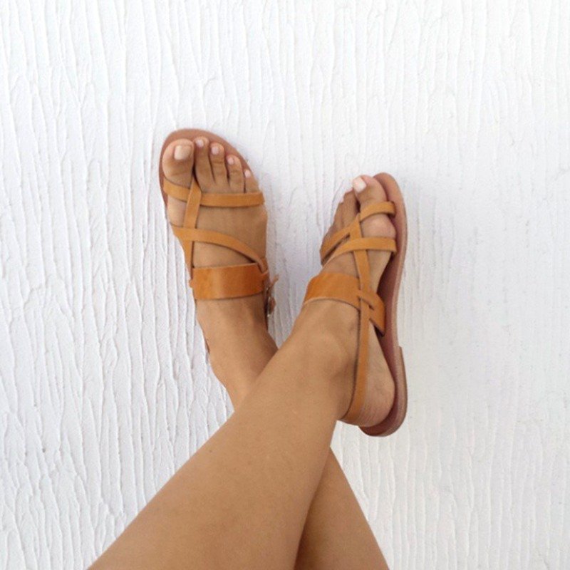 {LovefromCyprus展示品出清｝交叉式罗马真牛皮凉鞋 EU38 (内有实品图) - 女款休闲鞋 - 纸 