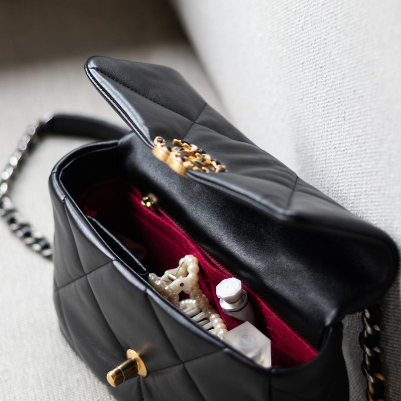 【香港制造|韩国绒布】手制内袋 Chanel 19 Maxi 36cm - 化妆包/杂物包 - 其他材质 多色
