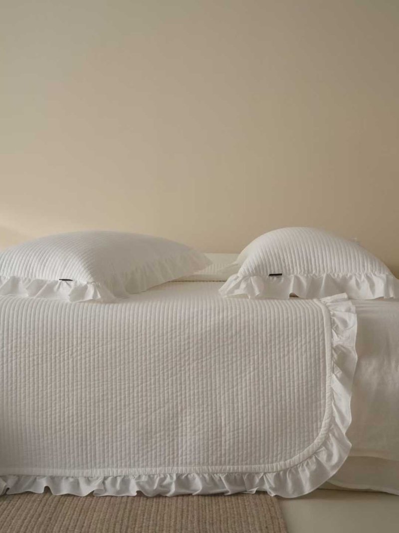 极简系列床盖三件套-霜迹白 - 寝具 - 棉．麻 白色