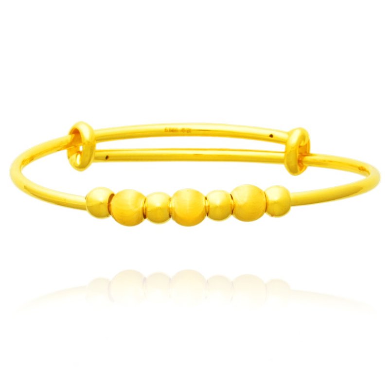 【童乐绘金饰】儿童弥月手环-转转祈愿金珠 约重1.81钱(弥月金饰) - 满月礼盒 - 24k 金 金色