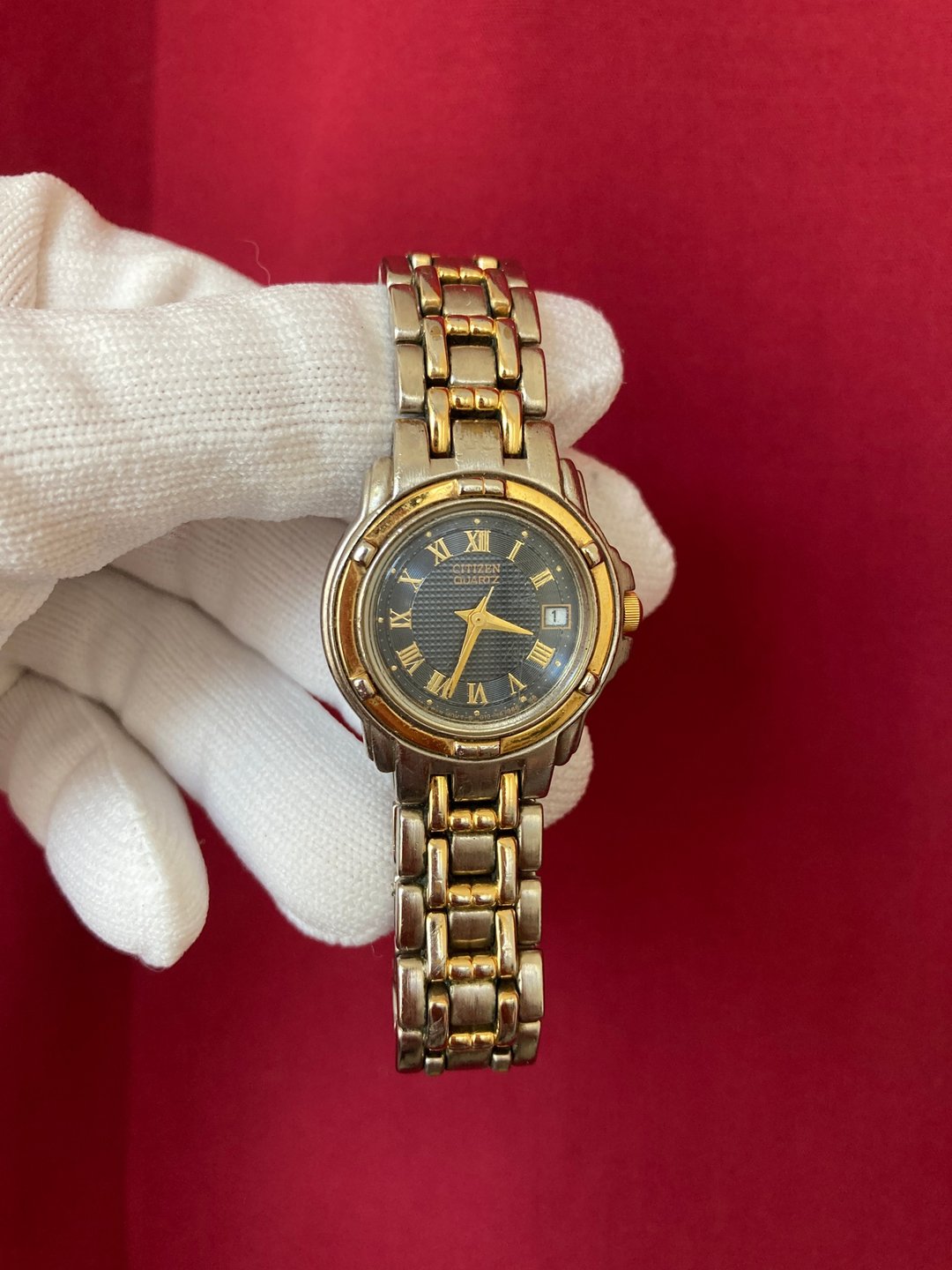 CITIZEN 雾蓝金属感表盘 立体罗马数字时标 古董表 石英表 - 女表 - 其他金属 蓝色