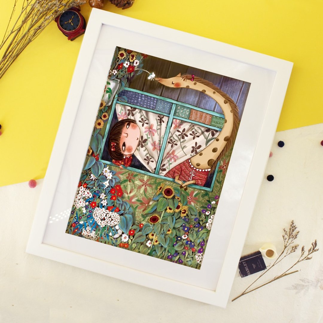 stephy小女孩系列  早晨的吻   挂画/少女画/儿童卧房/家居装饰 - 画框/相框 - 环保材料 