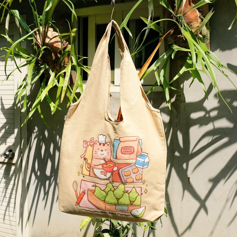 背心帆布袋 - 咕噜做饼干 - 侧背包/斜挎包 - 棉．麻 卡其色