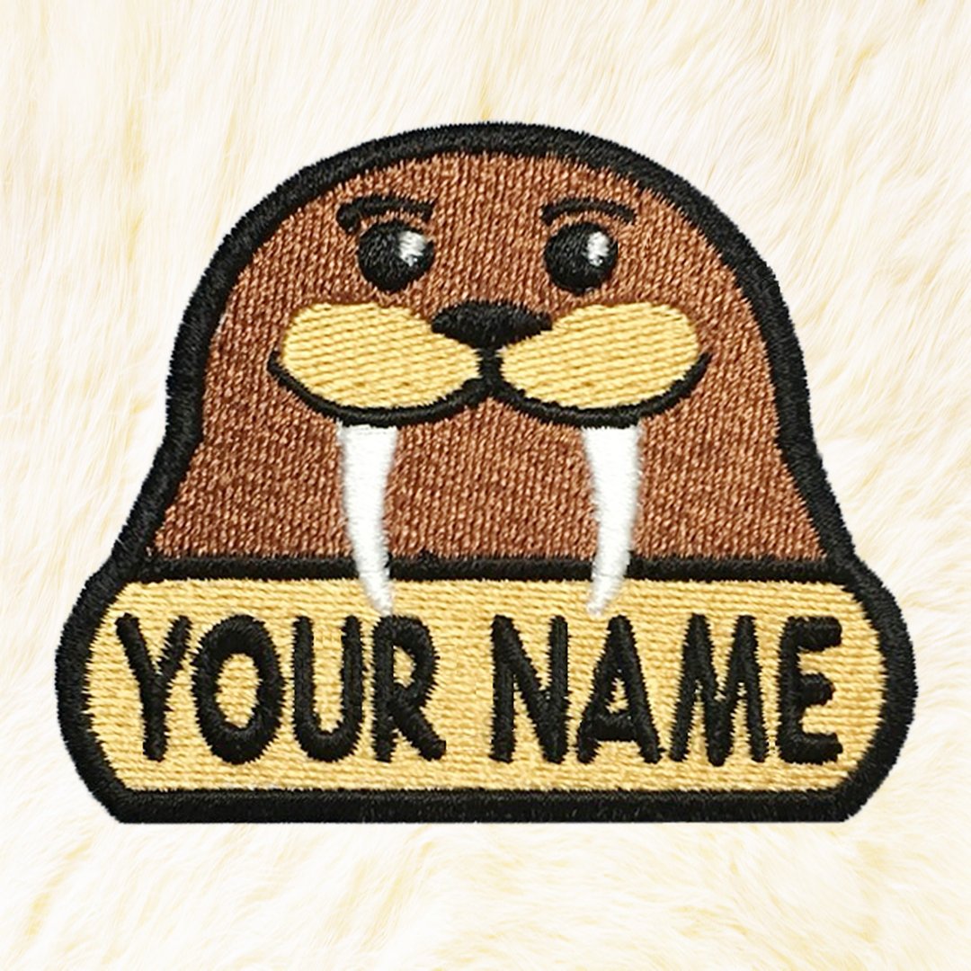 Walrus Personalized Iron on Patch Your Name Your Text Buy 3 Get 1 Free - 编织/刺绣/羊毛毡/裁缝 - 绣线 咖啡色