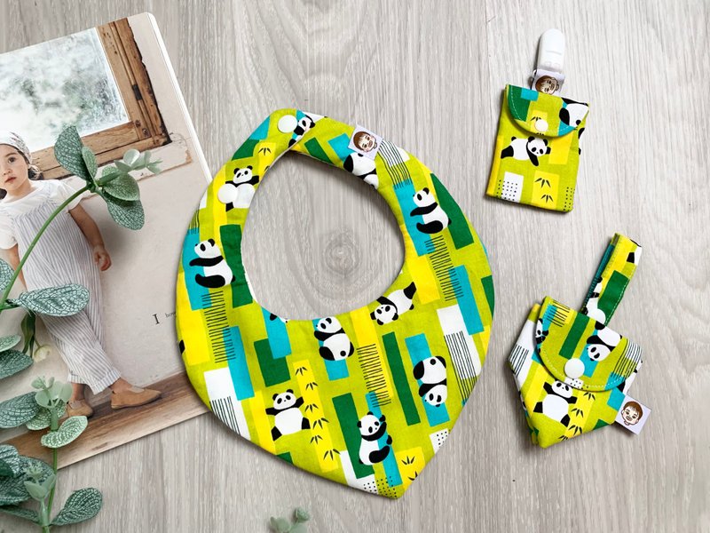 爬上爬下的顽皮熊猫 围兜兜 口水巾 弥月组 - 其他 - 棉．麻 