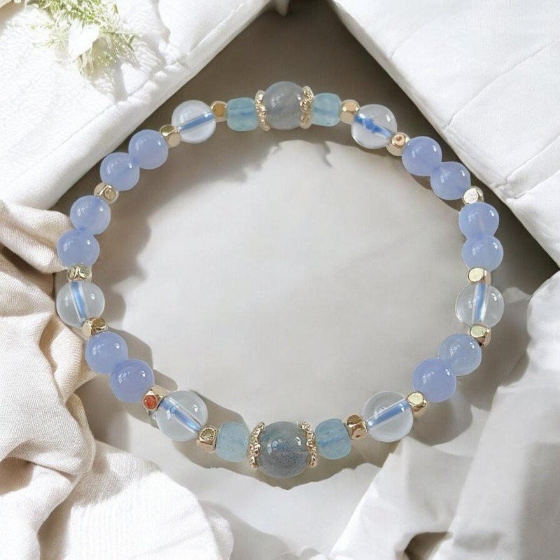 增强表达能力 加强自信/拉长石 海蓝宝 蓝纹玛瑙 - 手链/手环 - 水晶 