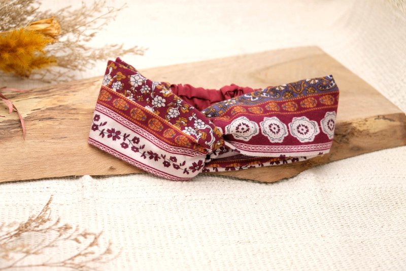 秋冬保暖之选 | 波希米亚风格头带 | 优雅红 - 发带/发箍 - 其他材质 红色