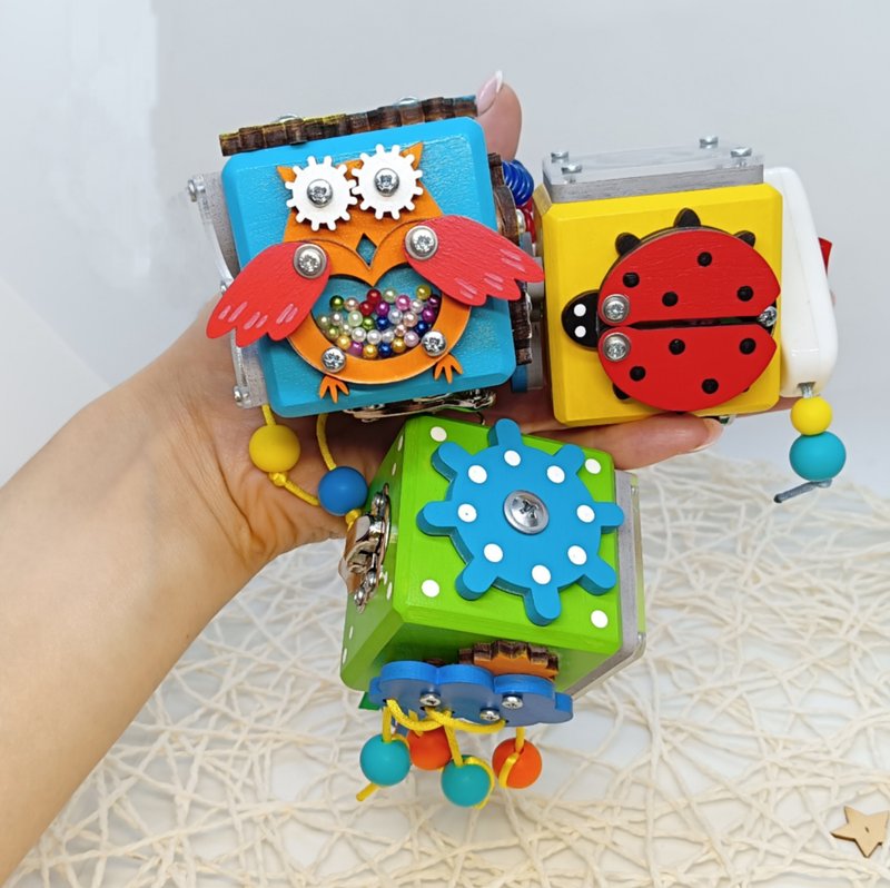 3 件套益智玩具、幼儿忙碌板、木制婴儿玩具、1 岁礼物 - 玩具/玩偶 - 木头 