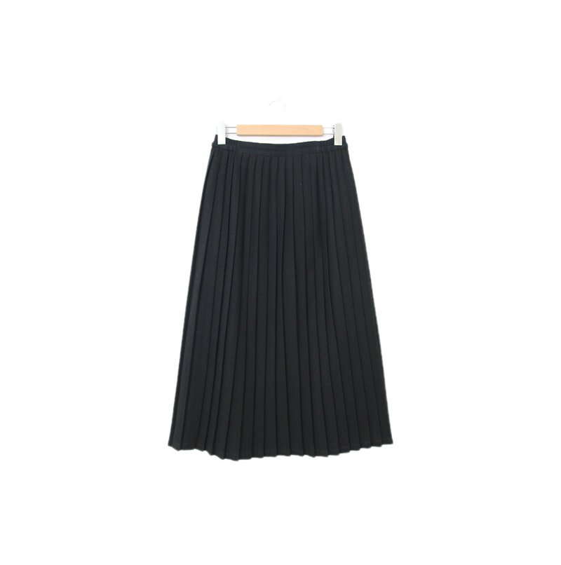 Back to Green-复古半身裙 正黑百褶裙 ds-03//vintage skirt - 裙子 - 棉．麻 