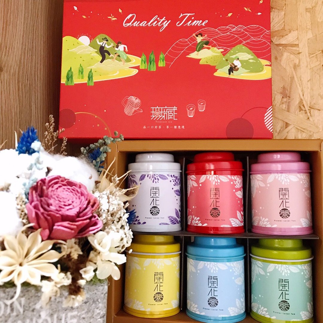 【团购组】无藏开花茶6入罐装礼盒(6款花型各一罐)(一组5盒) - 茶 - 新鲜食材 红色