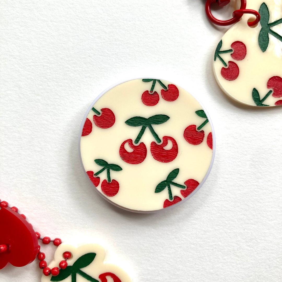 Vintage Cherry Acrylic Phone Grip - 手机座/防尘塞 - 压克力 红色