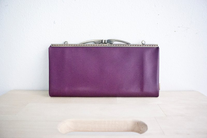 羊皮口金钱夹-葡萄紫 - 皮夹/钱包 - 真皮 紫色