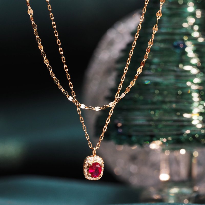 18K金红宝石二合一项链18K Gold Ruby 2 in 1 Gem Candy Necklace - 项链 - 贵金属 