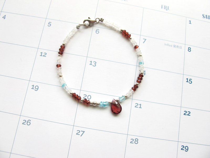 月光石 磷灰石 红石榴 925银饰【小角度系列 - 云彩】 - 手链/手环 - 水晶 多色