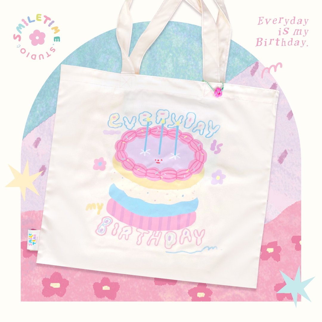 Smiletime Everyday is my Birthday 手提袋 - 手提包/手提袋 - 其他人造纤维 粉红色
