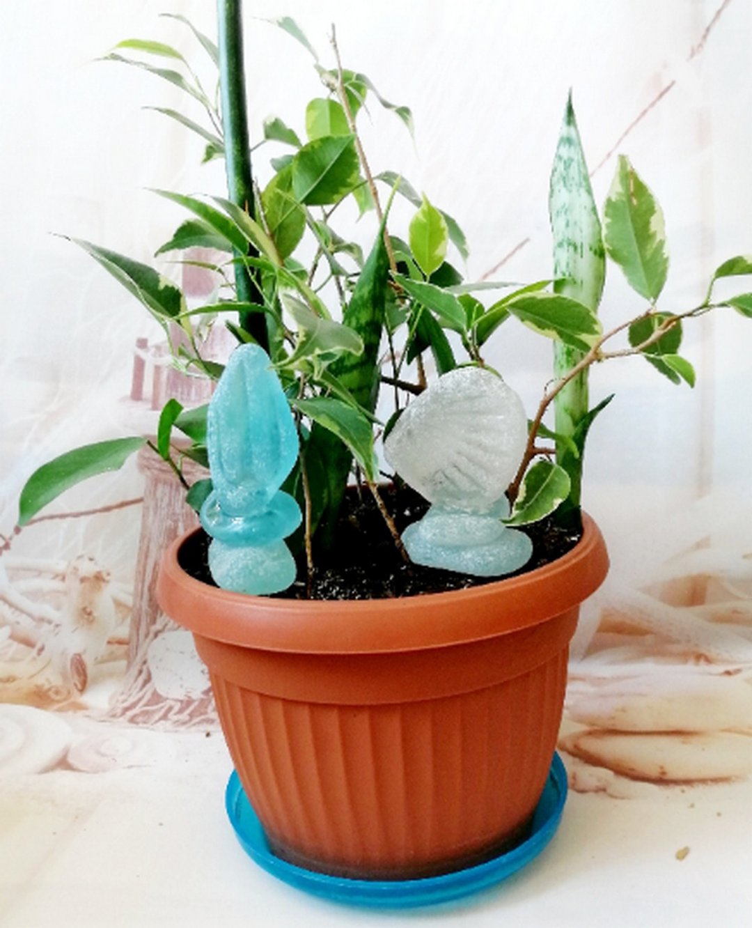 Planter decoration Sea glass decor Indoor decoration Zen garden potted Gardener - 植栽/盆栽 - 玻璃 蓝色