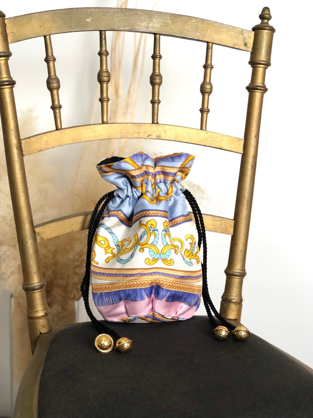 【日本直送 名牌中古包】CELINE 赛琳 蓝色 星球造型 丝绸 束口袋 手提包 vintage vintage 老品 cp3wry - 手提包/手提袋 - 丝．绢 蓝色