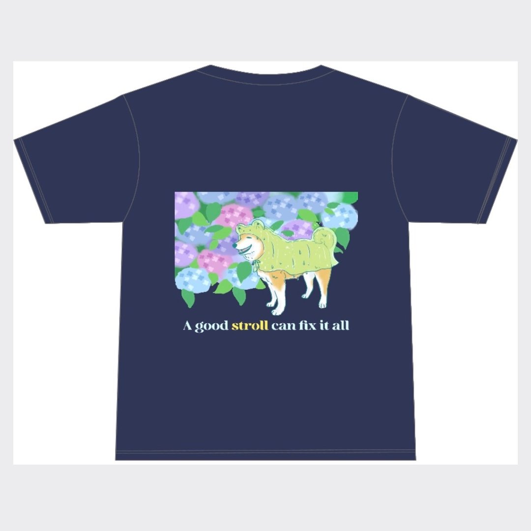 宠物 猫狗仓鼠 柴犬 tee t 恤订制 夏天服装 绣球花 放狗 设计礼物 - 女装 T 恤 - 棉 蓝色