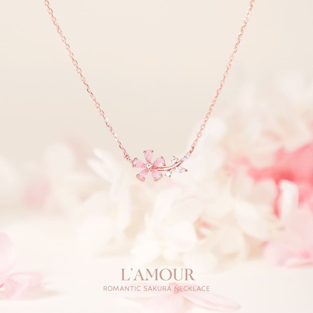 L'amour 粉红樱花项链 - 项链 - 纯银 