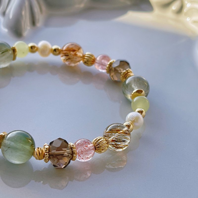 希尔加德的魔药书丨绿兔毛+铜发晶丨聚财气 好人缘丨定制化水晶 - 手链/手环 - 水晶 绿色