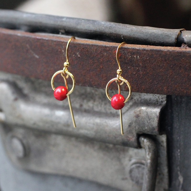 【老朋友限定礼】Woops 木头手作耳环 复刻回忆系列-流浪记 - 耳环/耳夹 - 木头 红色