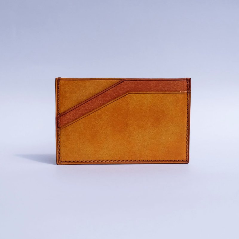 isni 双色卡片套/票卡夹 丝绒黄/铂金棕 欧洲牛皮 カードケース - 名片夹/名片盒 - 真皮 黄色