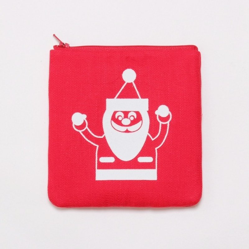 聖誕老公公小紅包 - 化妆包/杂物包 - 棉．麻 红色