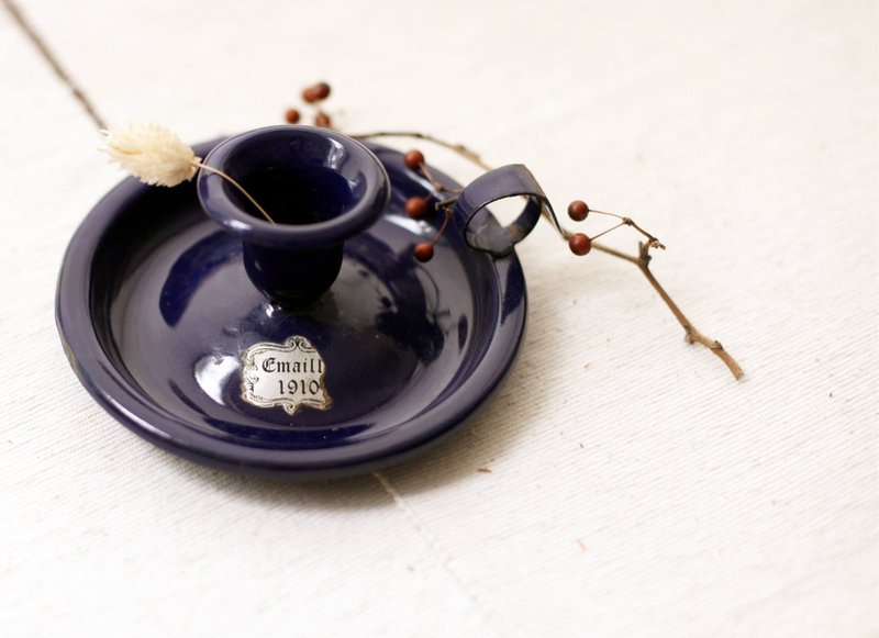 【好日恋物】荷兰早期珐琅烛台 - 蜡烛/烛台 - 珐琅 蓝色