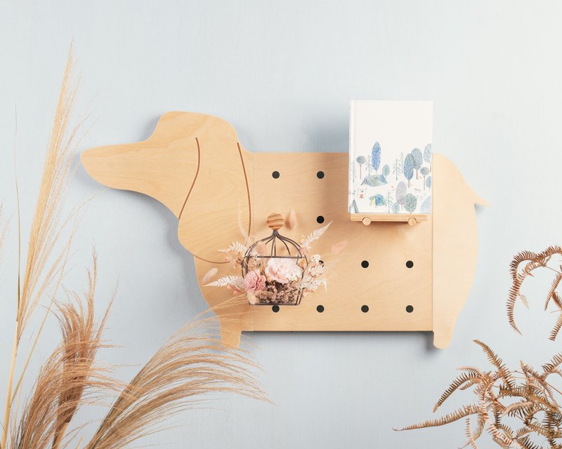 【DIY】木质洞洞板-洞物动物 小狗造型│壁挂置物架 - 收纳用品 - 木头 