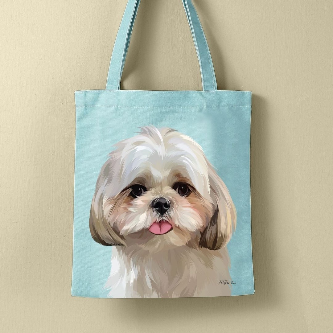 西施犬 狗狗 宠物插画 全彩 托特包 帆布包 单肩包手提袋 - 侧背包/斜挎包 - 其他材质 