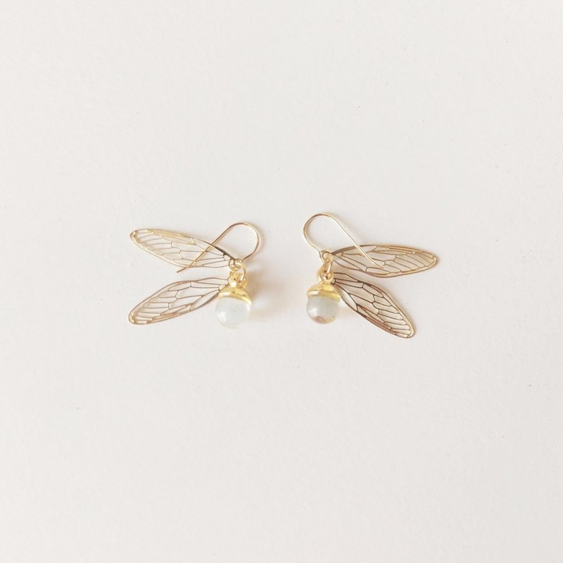 是金探子  垂坠耳环 (针式/夹式) - 耳环/耳夹 - 玻璃 透明