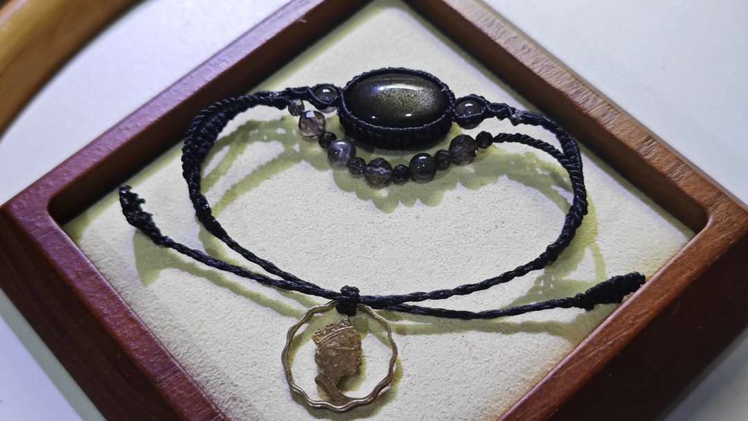 定制|水晶钱币饰物|编织手绳|颈绳|macrame handmade - 项链 - 水晶 