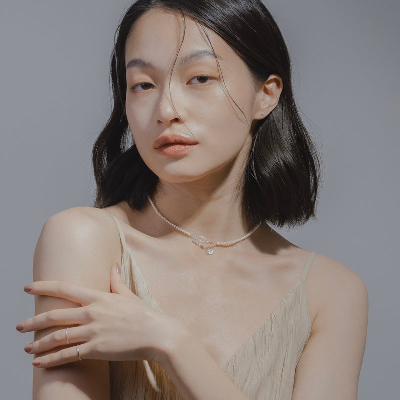 Azure 湛蓝透光珍珠颈链 925银 - 项链 - 纯银 透明