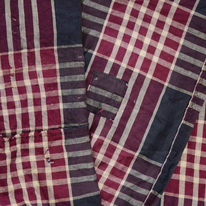 肥皂布旧布棉蒲团皮革双宽格子图案日本复古面料纺织昭和 - 墙贴/壁贴 - 棉．麻 多色