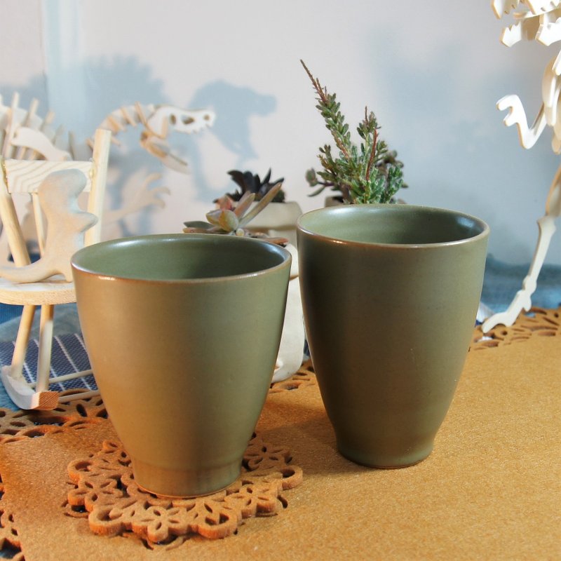 茶绿手握杯,咖啡杯,茶杯,水杯-容量约250,220ml - 茶具/茶杯 - 陶 卡其色