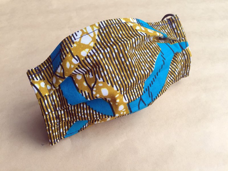 非洲花布口罩套-爵士圈圈 - 口罩 - 棉．麻 蓝色