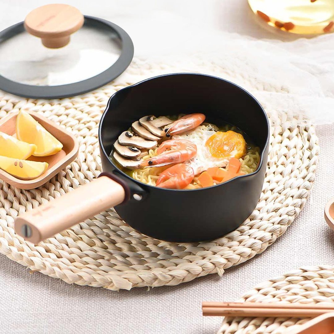 【Taste Plus】悦味元麦 内外不沾锅 小汤锅 泡面锅 牛奶锅 16cm - 锅具/烤盘 - 铝合金 黑色