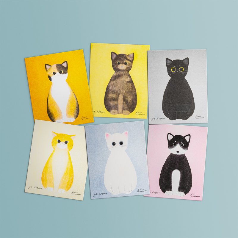 \ kk illustration x 有一点混-孔版明信片 / MixMeow系列 - 卡片/明信片 - 纸 