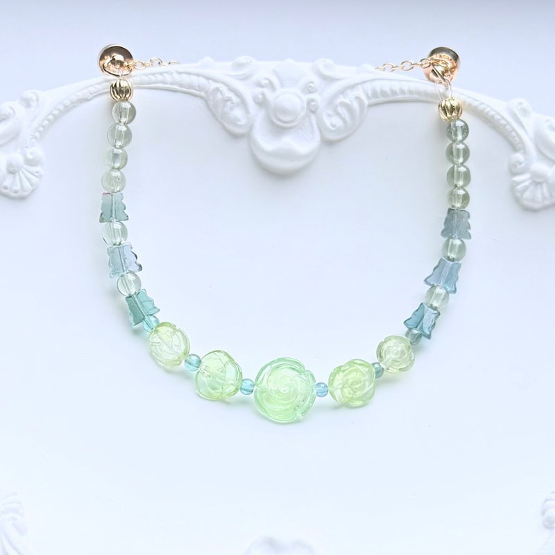 薄荷玫瑰糖 碧玺玫瑰小兔手链 - 手链/手环 - 水晶 