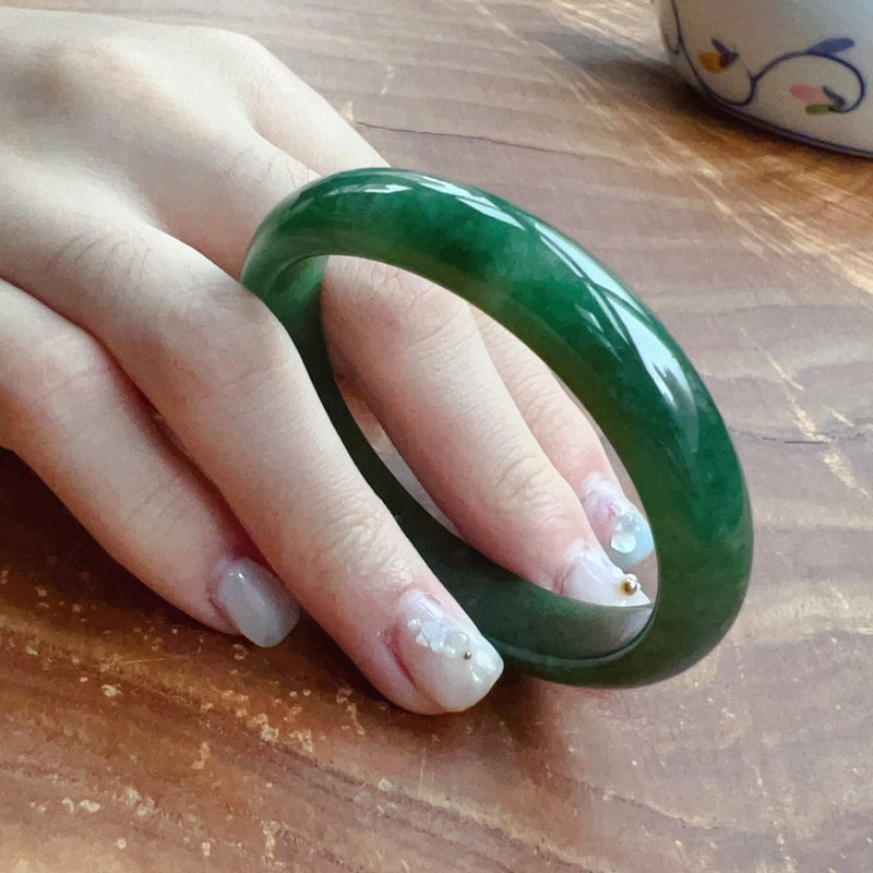老坑绿翡翠贵妃镯手镯 | 16围 | 天然缅甸玉翡翠A货 | 送礼 - 手链/手环 - 玉石 绿色